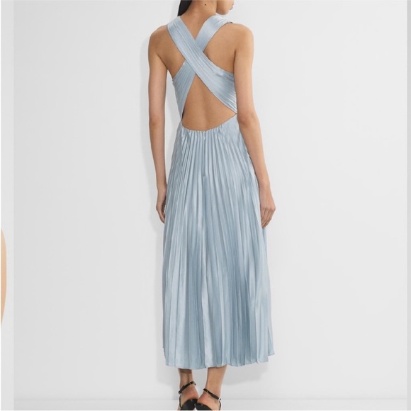Aritzia Rio Satin Light Blue Pleated Dress - Picture 3 of 4